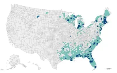 Eastern equine encephalitis virus human and non-human activity by county of residence, 2003-2023